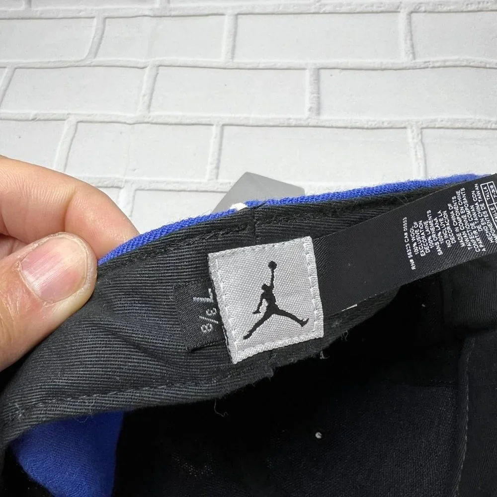 Air Jordan Wings Embroidered 7 3/8‎ Jumpman Hat Fitted Cap Blue Black New Men
